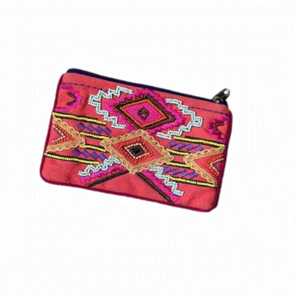 BEADED Coral Aztec Clutch - Picture 1 of 2